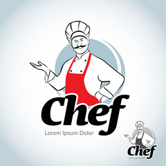 Chef logotype template. Cafe, restaurant, eatery vector logo design template. Menu, food or cooking, cuisine logotype. Isolated vector illustration.
