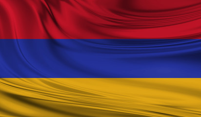 National waving flag of Armenia on a silk drape