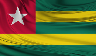 National waving flag of Togo on a silk drape