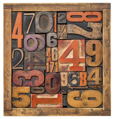 box of numbers -wood type abstract