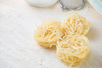 pasta home made with flour and eggs