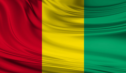Obraz premium National waving flag of Guinea on a silk drape