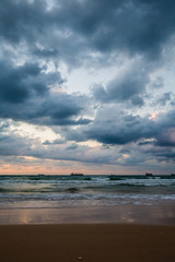 ship floating on the sunset background