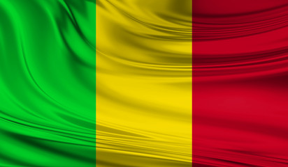 National waving flag of Mali on a silk drape