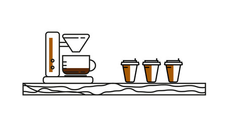 Vector coffee table with coffee machine 