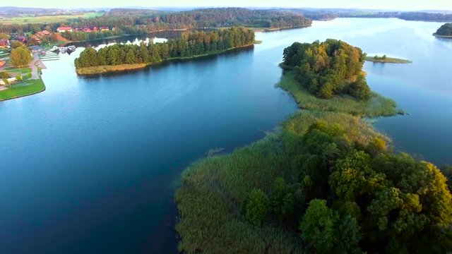 green island in blue lake