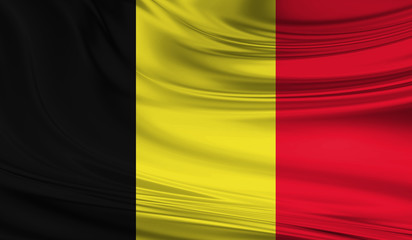 National waving flag of Belgium on a silk drape