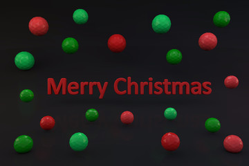 merry christmas 3d text with color balls
