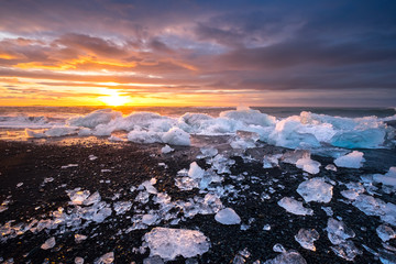 Ices on the beach at jokulsarlon - southeast Iceland