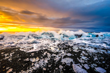 Ices on the beach at jokulsarlon - southeast Iceland
