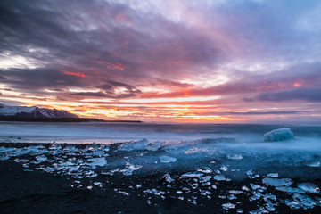 Ices on the beach at jokulsarlon - southeast Iceland