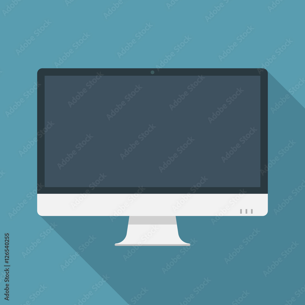 Poster computer pc monitor web icon vector. monitor icon in flat style on blue background. vector isolated 