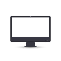 Computer pc monitor web icon vector. Monitor icon in flat style on white background. Vector isolated illustration.