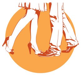 womanish and masculine legs dance
