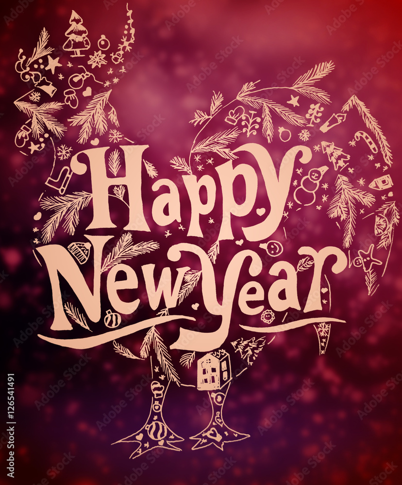 Wall mural new year greeting card