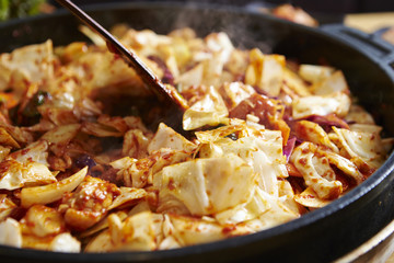 Dak galbi, Korean spicy grilled chicken with vegetable 