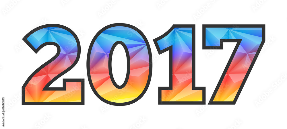 Poster year geometric triangular low polygon. colorful abstract design element