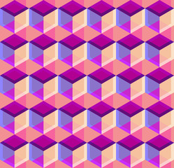Cubic seamless Pattern. Geometric background of hexagons. Grid Pattern. Abstract Background. Isometric background. Three-dimensional Pattern. Vintage colors. Vector regular Texture.