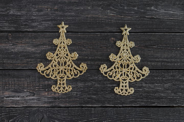 the symbol of new year in the form of Christmas tree on wooden background