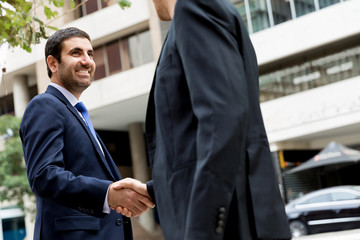 Two businessmen shaking their hands