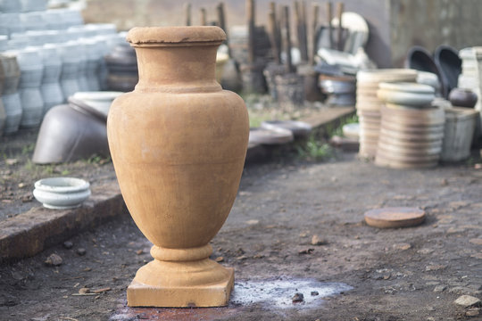 Clay amphora at industrial pot factory