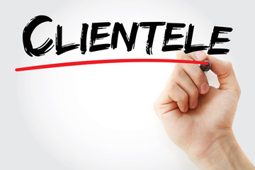 Hand writing Clientele with marker, concept background