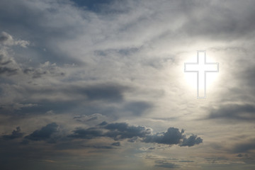 Sign of faith. Cross in the sky