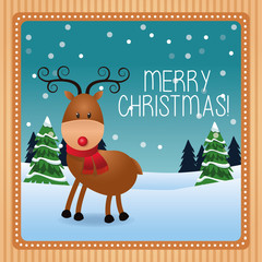 Deer cartoon icon. Christmas season card decoration and celebration theme. Colorful design. Vector illustration