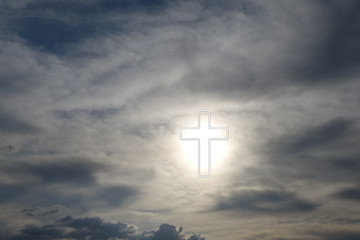 Sign of faith. Cross in the sky