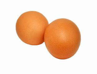 Two eggs on white background