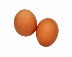 Two eggs on white background