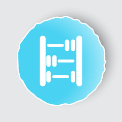 Blue app button with Abacus icon on white.