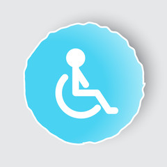 Blue app button with Wheel Chair icon on white.
