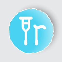 Blue app button with Crutch Cane icon on white.
