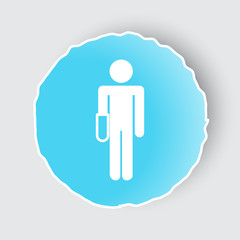 Blue app button with Hand icon on white.