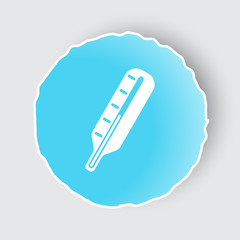 Blue app button with Thermometer icon on white.