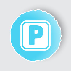 Blue app button with Parking icon on white.