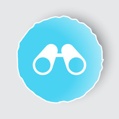 Blue app button with Binoculars icon on white.