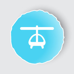 Blue app button with Helicopter icon on white.