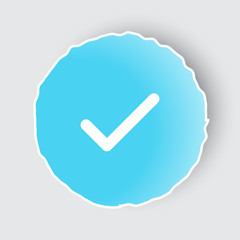 Blue app button with Confirm icon on white.