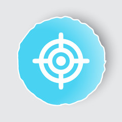 Blue app button with Target icon on white.