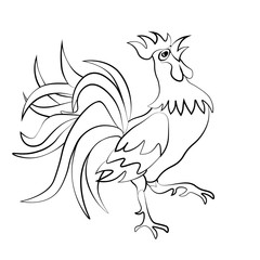 Image rooster silhouette on a white background. Tattoo. illustration