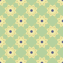 Seamless pattern with floral mandalas in beautiful colors. Vector background. Perfect for prints, wallpaper, wrapping paper etc.