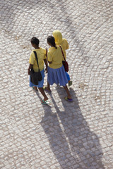 Obraz na płótnie Canvas Girls walking to school in Ethiopia