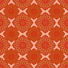 Seamless pattern with floral mandalas in beautiful colors. Vector background. Perfect for prints, wallpaper, wrapping paper etc.