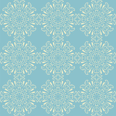 Fototapeta premium Seamless pattern with floral mandalas in beautiful colors. Vector background. Perfect for prints, wallpaper, wrapping paper etc.