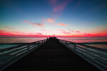 Fototapeta na wymiar Pink sunset in Pacific beach