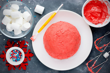 Santa hat Christmas cake. Winter hat cake