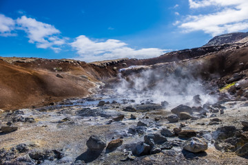 Fototapeta na wymiar Seltun is a part of Krysuvik geothermal area in Reykjanes peninsula, Iceland