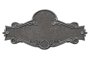 Vintage cast metal plate isolated on white background